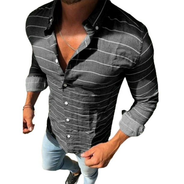 YYear Mens Classic Lapel Print Slim Fit Long Sleeve Button Down Dress Shirt YYear Mens Classic Lapel Print Slim Fit Long Sleeve Button Down Dress Shirt